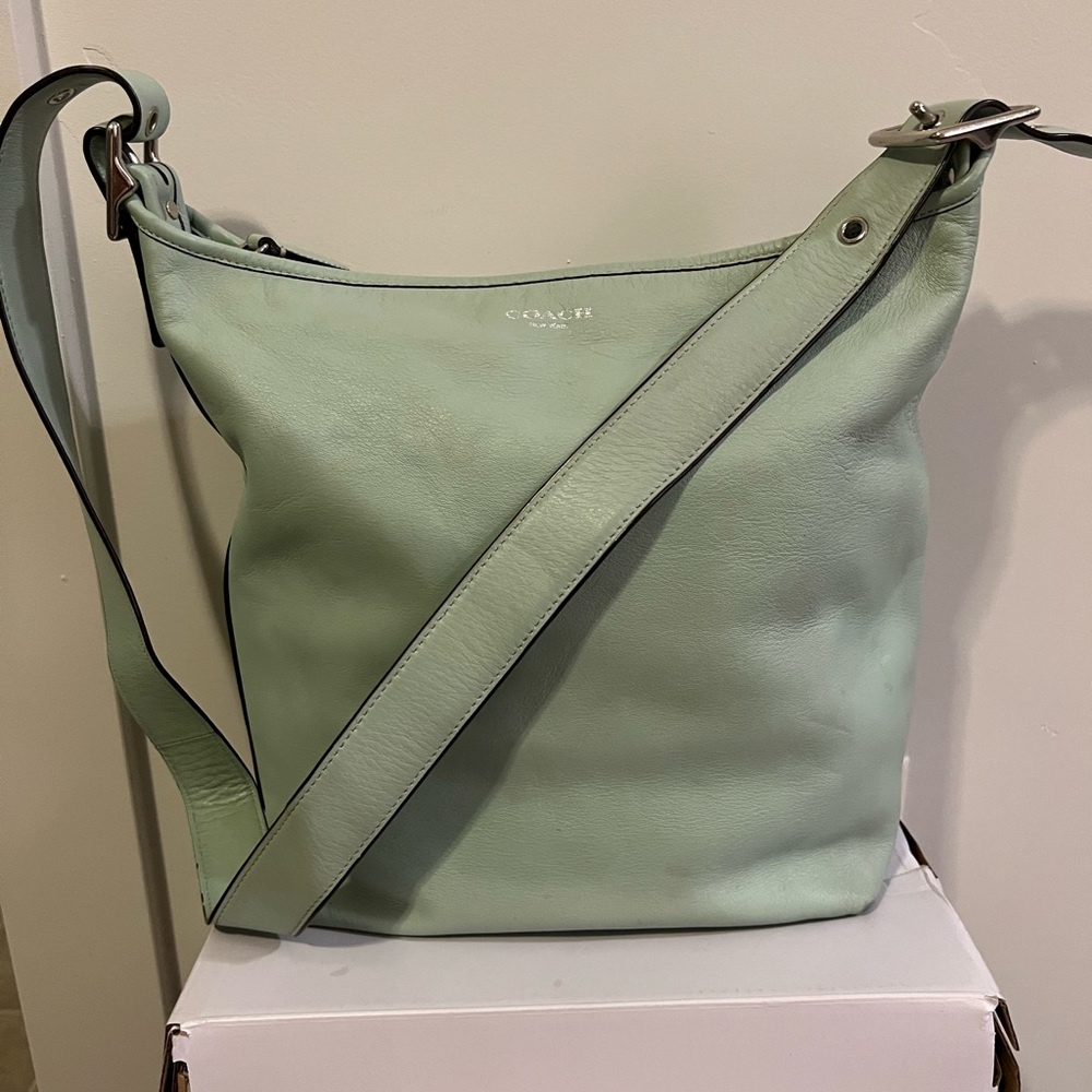 Coach purse, mint green, leather
